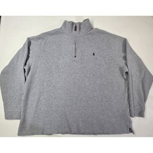 Polo Ralph Lauren Pullover Sweatshirt Mens 3XLT Tall 1/4 Zip Gray Blue Mock Neck